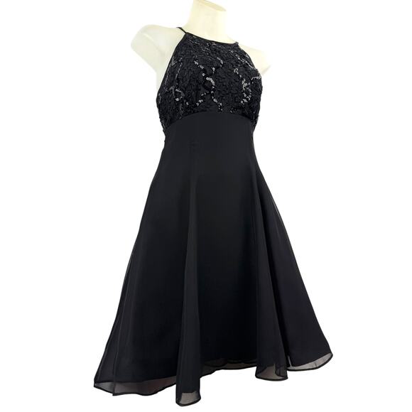 90's DE LARU BY LINDA BERNEL black A-line mini dress with sequence - Picture 1 of 9